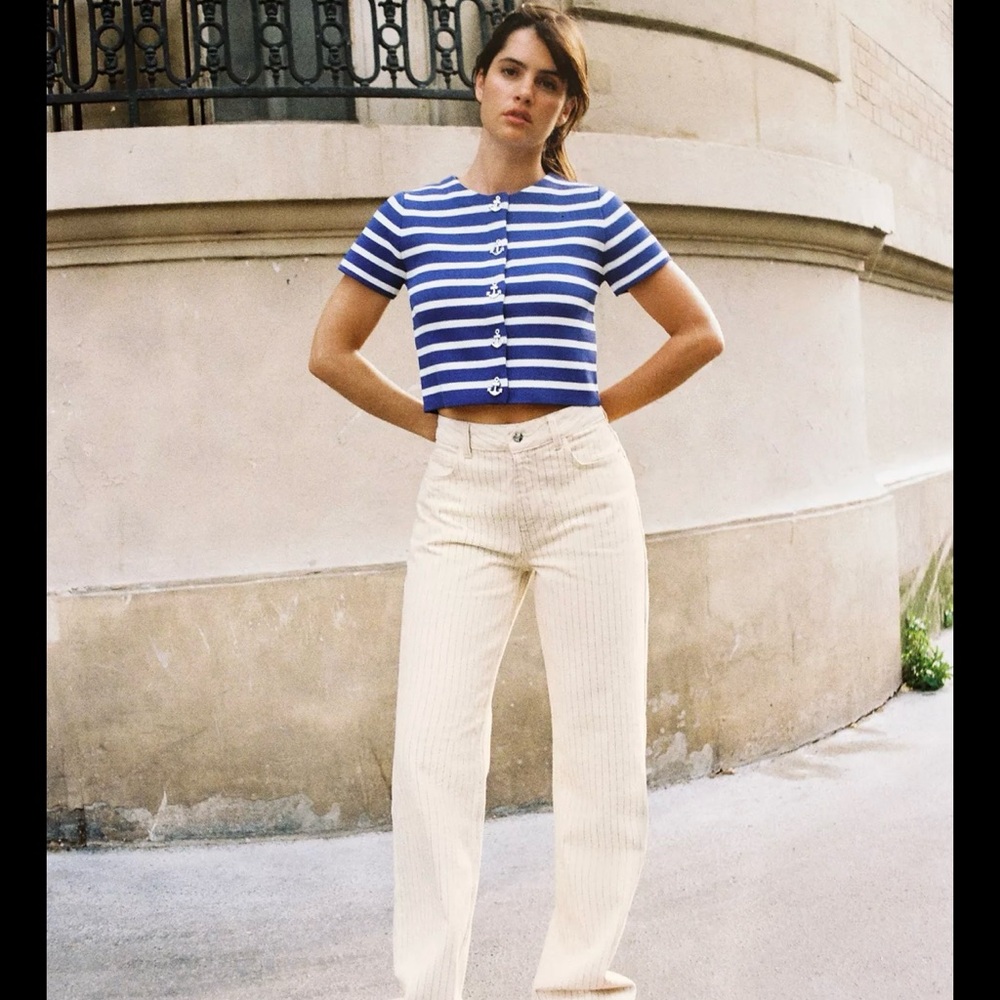 Zara Cream Straight Leg Women Jeans